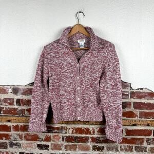 Vintage Talbots Sweater Sz Medium Red Cotton Button Up Cardigan Cropped Classic